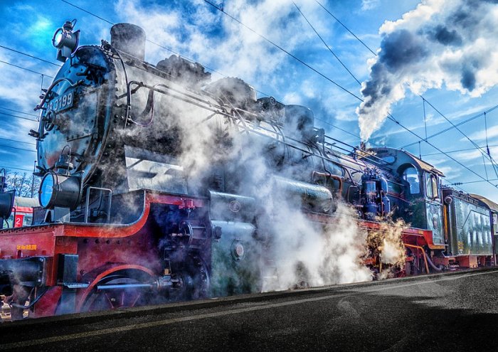 Modern Art Steam Locomotive Train Railway Railway Station Steam Locomotive